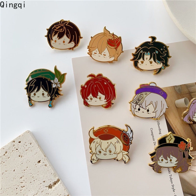 Bros Pin Enamel Mini Desain Kartun Anime Genshin Impacts Untuk Hadiah Qiqi