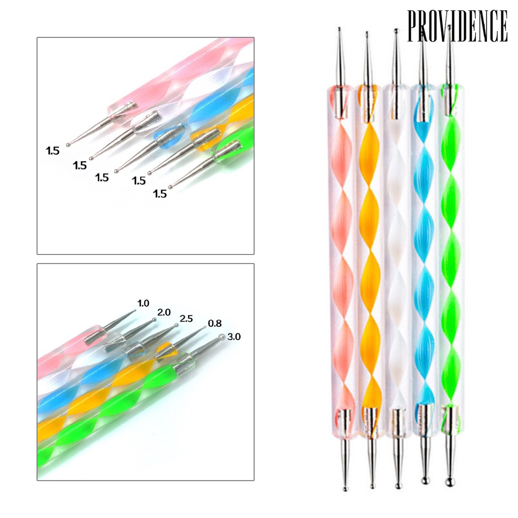 Providence 5pcs / Set Pen Nail Art Dua Sisi Universal Bahan Abs Mudah Digunakan