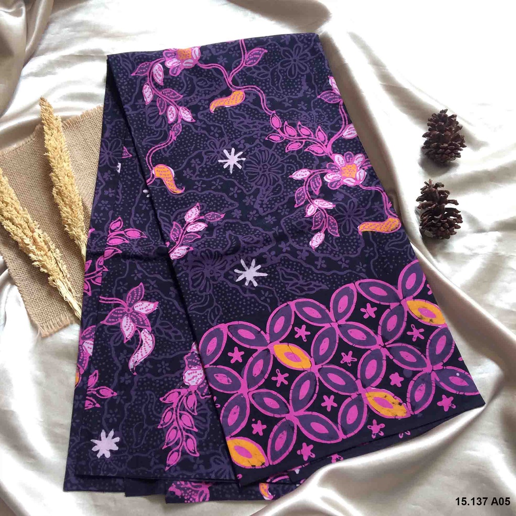 batik tulis asli madura -flora -warna ungu cantik -15.137 -terbaru 2022 -kain batik blouse wanita modern atau seragam lebaran