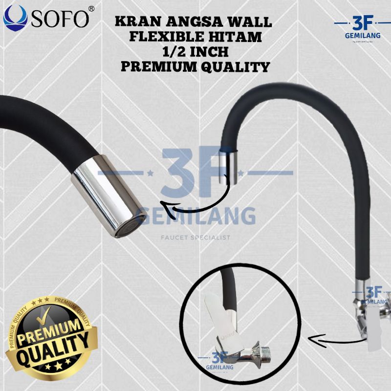 Sofo - Kran ANGSA WALL HITAM FLEXIBLE STYLIST 1/2 INCH PREMIUM QUALITY