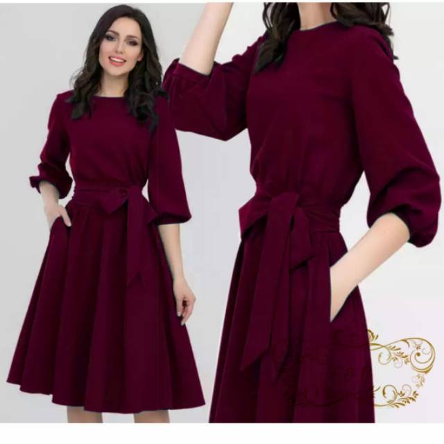 Baju Dress Wanita Trandy Terbaru 2021 Model Kekinian Dress Lengan Pendek Anggun Dress Manuela Dress 