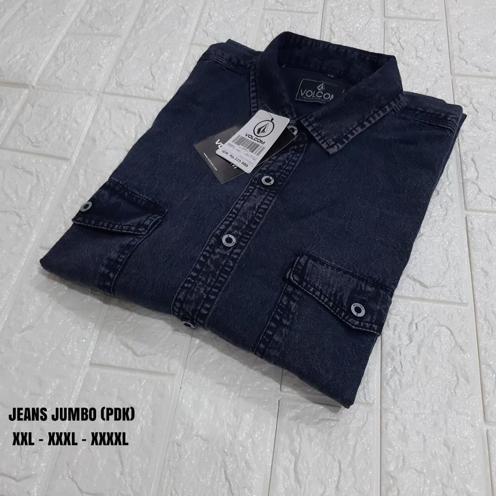 TERLARIS	CAVERO Kemeja Pria / Kemeja Levis Jeans Lengan Pendek Jumbo, Kemeja Atasan Pria M L XL XXL