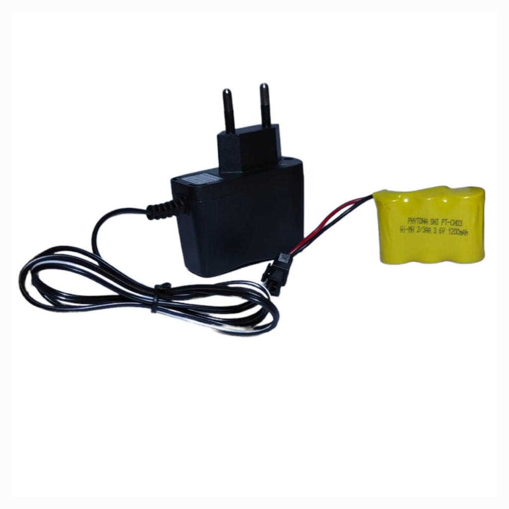 Charger RC + Baterai Remot Control 3x 2/3 AA Soket Hitam 3.6V-1200mAh