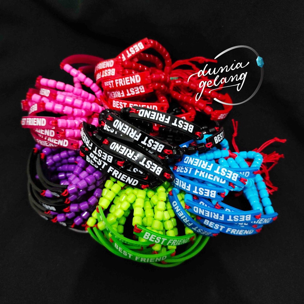 GELANG SAHABAT MANIK STRAP BEST FRIEND WARNA / GELANG ADJUSTABLE / GELANG ANAK / DUNIA GELANG