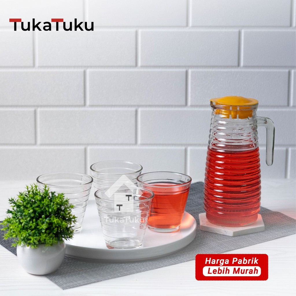 Water Jug Set 5 pcs HC - Teapot - Gelas Kaca - Set Murah - TEKO