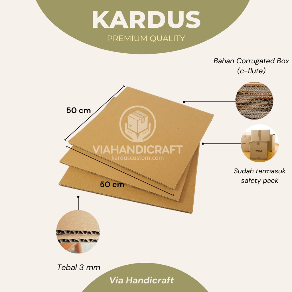 

Kardus Lembaran Besar Ukuran 50x50 cm Polos Corrugated Tebal Kuat