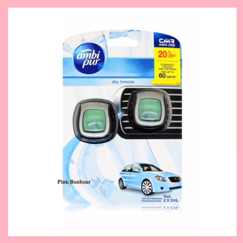 Ambi Pur Mini Vent Clip Sky Breeze 2 ml x 2 Pcs Original Pengharum Parfume Parfum Car Freshener Perf