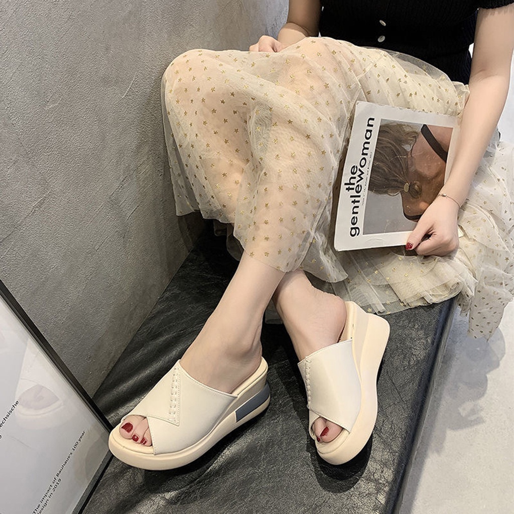 Sandal Wanita Tinggi Cantik Original Sandal Cewek Wedges Import Kualitas Bagus Pelajar Hangout Kekinian