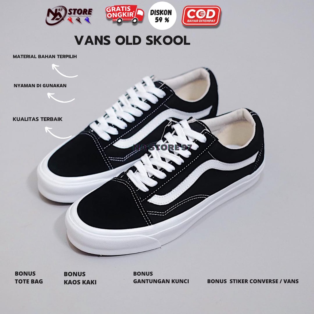 (BISA COD) 100% PREMIUM OLDSCHOOL BLACK WHITE