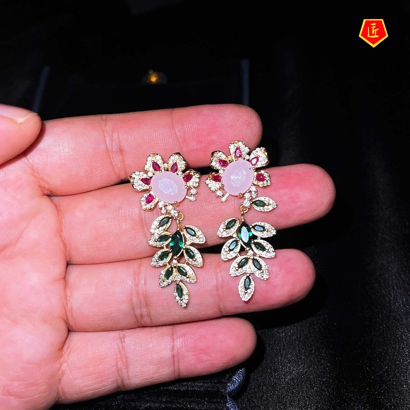 [Ready Stock]Fashion Elegant S925 Silver Flower Leaf Earrings