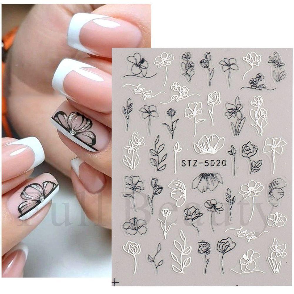 AUGUSTINA Agustina Self-adhesive Nail Decals Bunga Kupu-Kupu Dekorasi Nail Art Salon Nail Art Sliders Nails Art Decals Manicuring Sticker