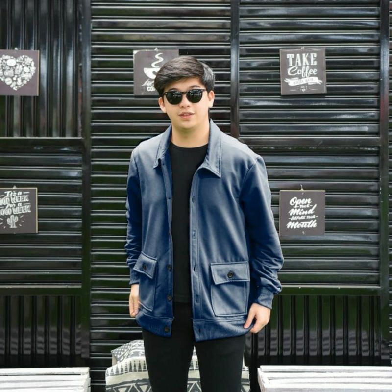 Jaket pria IKC 002 distro cbr six Bandung hoodie dua sisi bolak balik keren grosir pakaian pria H0D7-Outher navy