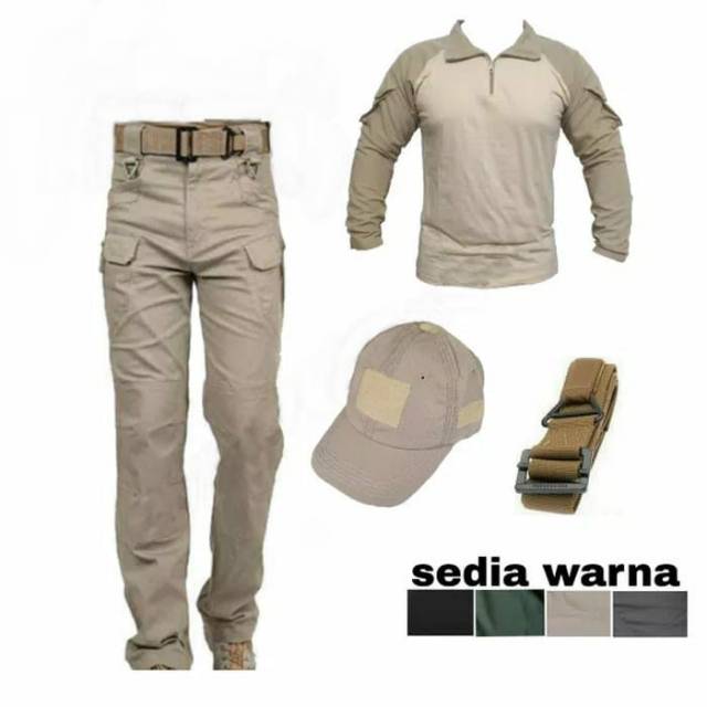 Top promo setelan satu set celana/kaos/topi/sabuk/tactical blackhawk bdu lapangan airsoft outdoor