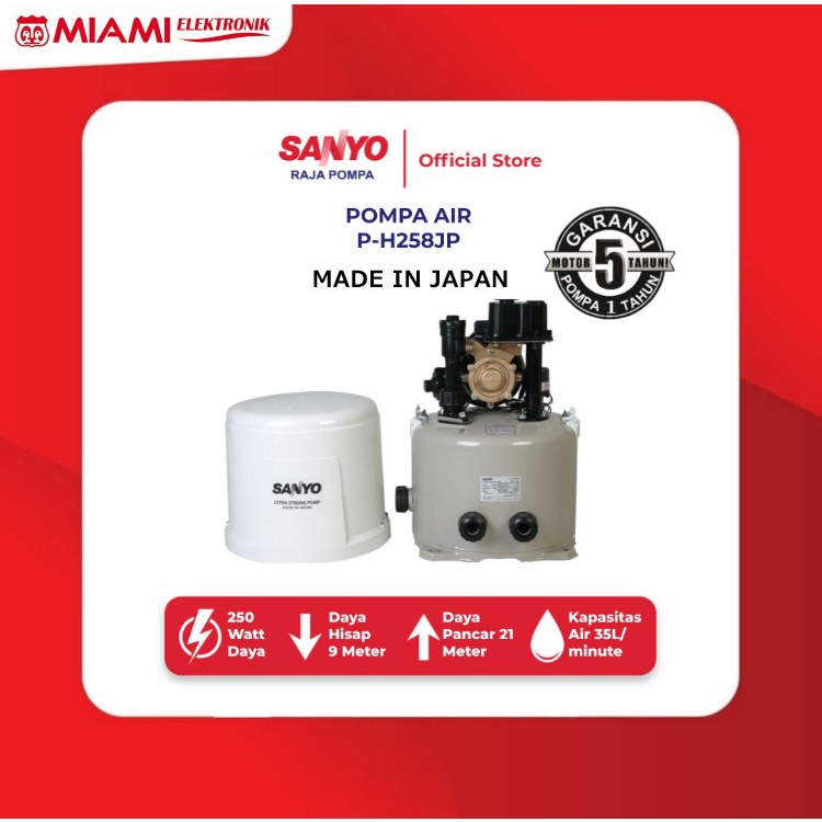 SANYO P-H258JP / PH258JP / PH258 Mesin Pompa Air Sumur Dangkal Otomatis Made in Japan