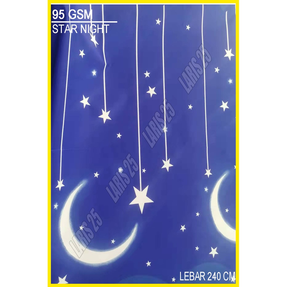 TERMURAH BAHAN KAIN MOTIF STAR NIGHT TERLARIS KATUN MIKROTEX UTK SPREI GORDEN BEDCOVER PER 0,5M DAN 1M