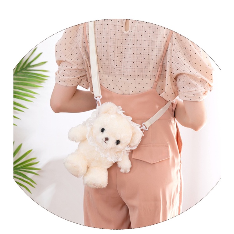 &quot;aurabagss&quot; - Tas Wanita Tas Selempang Beruang Merangkul / Tas Boneka / Tas Bulu / Tas Selempang Mini / Tas Rangkul Renda Lucu Imut Keren