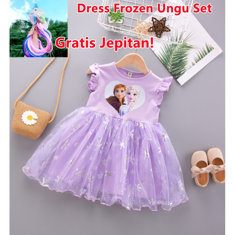 Dress anak Perempuan Gaun Pesta Dress Tutu Import Frozen Elegan Fashion