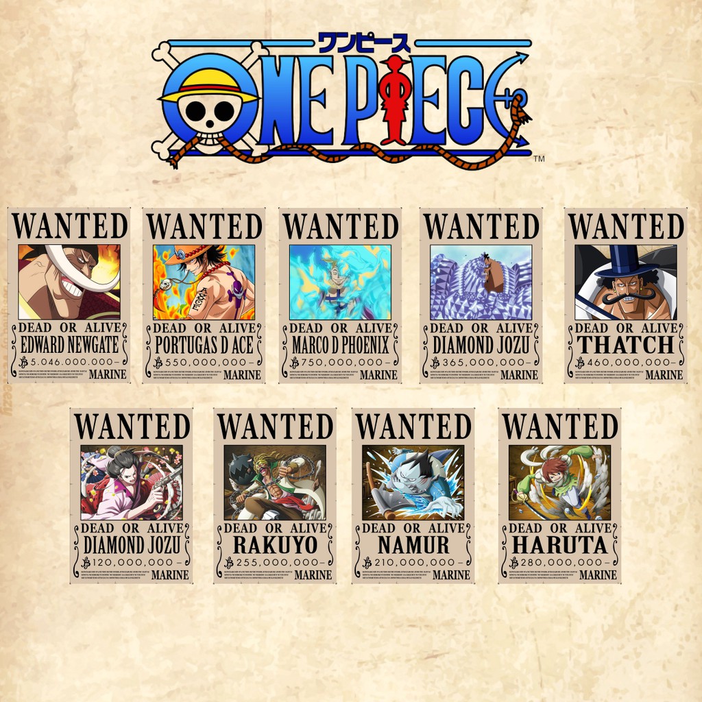 Poster Wanted One Piece Mugiwara (1set poster)-Shirohige part 1