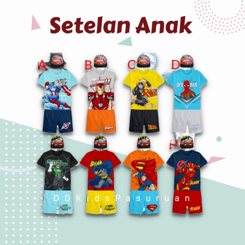 Setelan Anak Laki Laki (2-6T)Setelan Superhero Anak By Little Rabbit