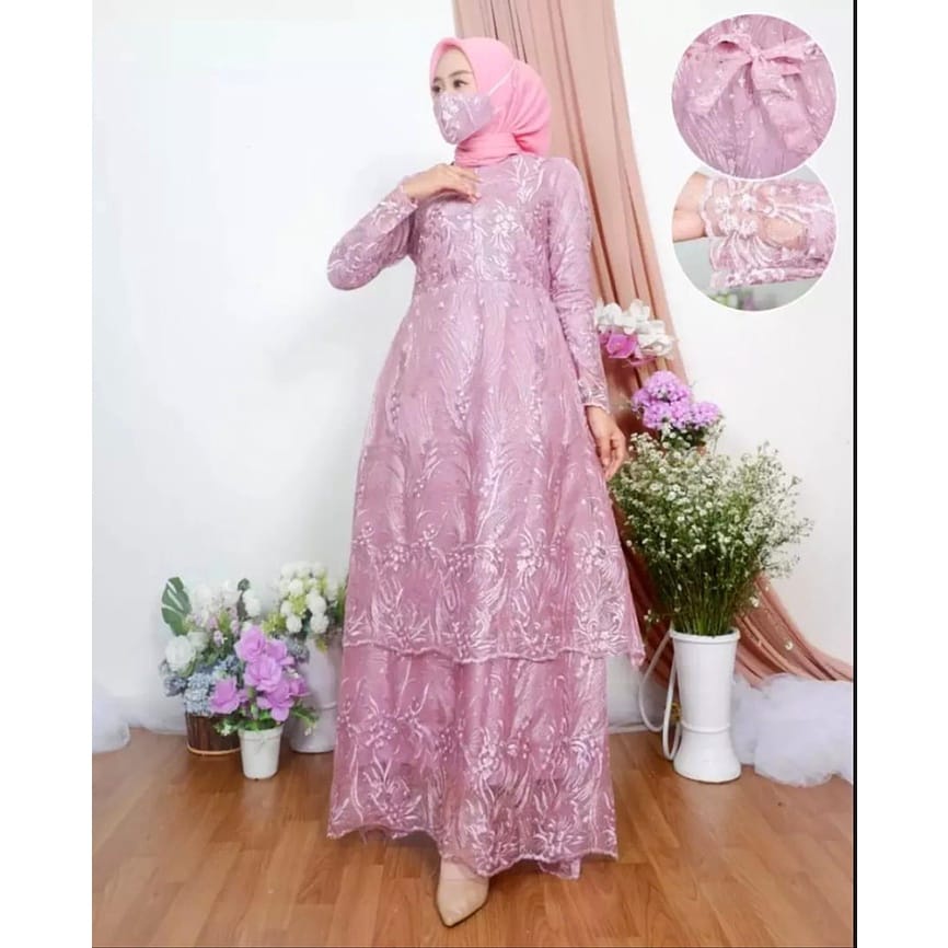 GAMIS TULLE NEW 2 TINGKAT BUSUI /GAMIS KEBAYA TULLE / BAJU PESTA MODERN / GAMIS TILE MITUARA MALAISIA / GAMIS BRUKAT FASHION / GAMIS BRUKAT MUSLIMAH / GAMIS PESTA MUSLIMAH/ GAMIS PESTA MODEL