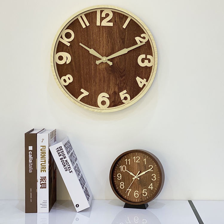 Jam Dinding Aesthetic Jam Dinding Kayu Imitated Wood Wall Clock 40cm Free Baterai