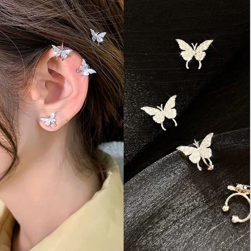 1pcs Korean Style Vintage Simple All-match Butterfly Shape S925 Silver Needle Women Ear Clip