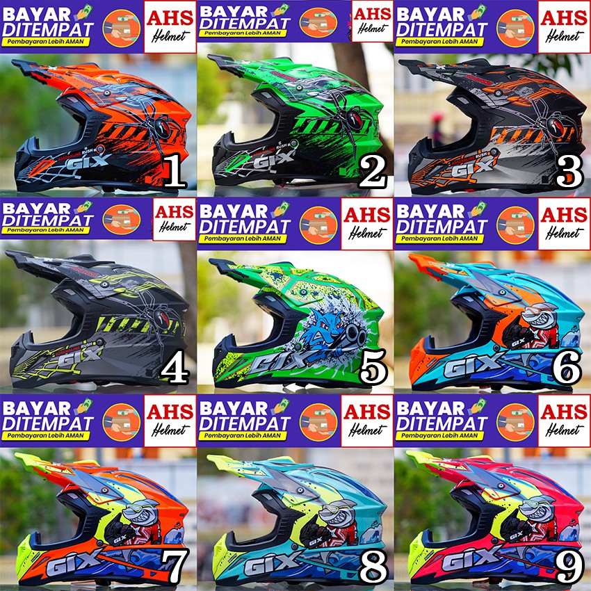 Helm Cross GIX Supercross Motif Free Sarung Helm Trail Original GIX Supercross - Ongkir cuma 2kg