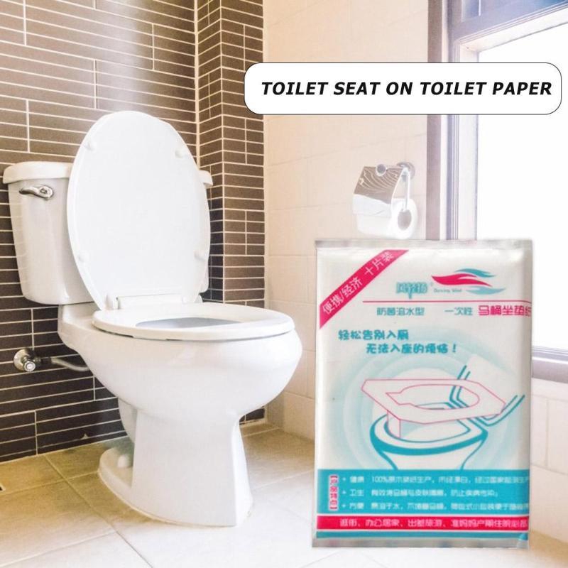 10pcs/set Disposable Toilet Seat Cover Travel Portable Toilet Alas Duduk Kamar Mandi Pembalut Kertas Pad Dissolved In Water