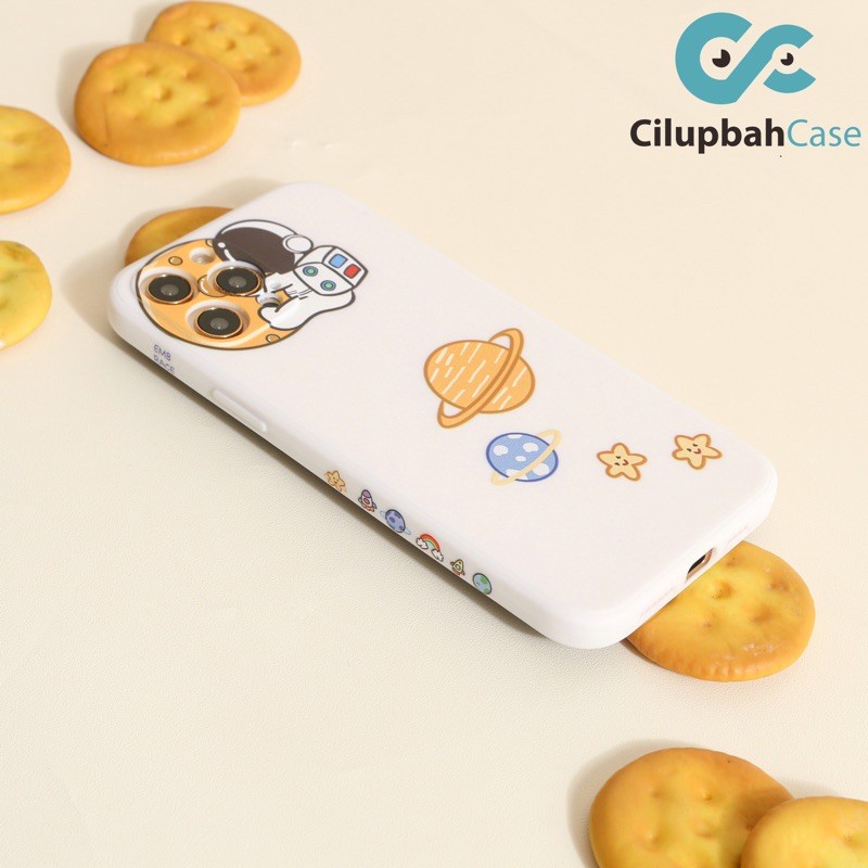 Soft Case OPPO RENO A1K A3S A5S A37 A71 A33 A31 A52 A54 A74 4F Astronot Cute Couple Cartoon Edge Lens Cover