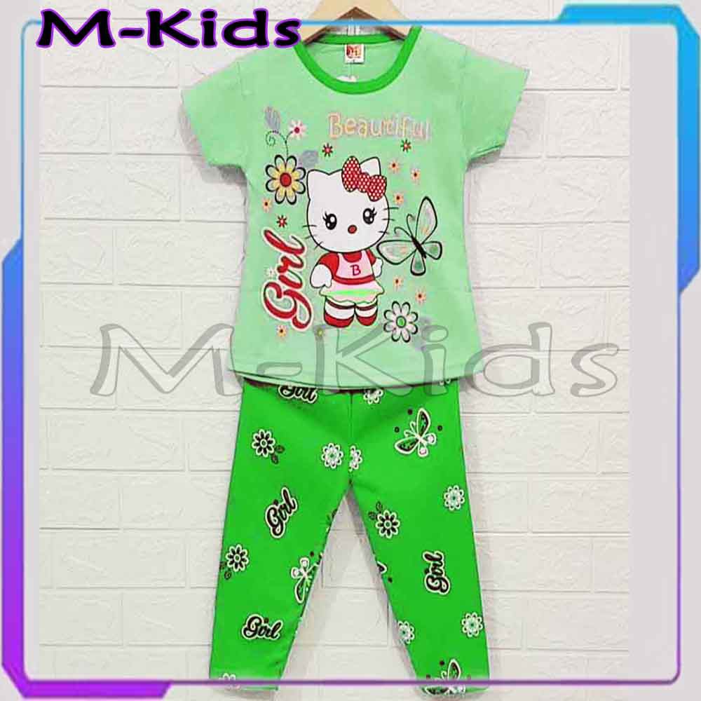 MKids88 - Baju Setelan KAOS CP Anak Gambar Hello Kitty