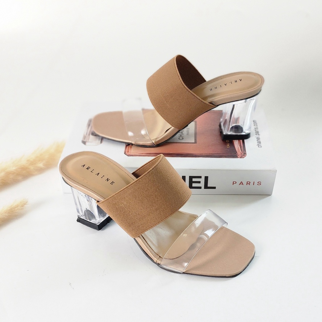 Arlaine - Giani Sandal Heels Wanita/ Heels Kaca / Heels 7cm / Heels Karet Jelly Wanita