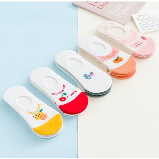 ⭐️𝐈𝐇𝐒 𝟑𝟏𝟒⭐️Kaos Kaki Pendek Invisible Socks Motif Buah Kaos Kaki Setumit Bawah Kaki Mata Fashion Japan-4