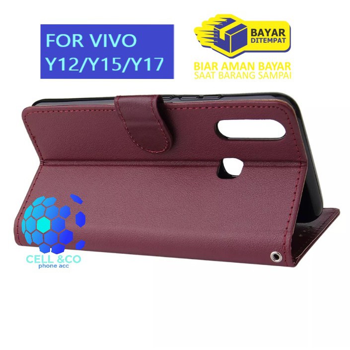 Flip cover VIVO Y12 Y15 Y17 Flip case buka tutup kesing hp casing flip case leather wallet