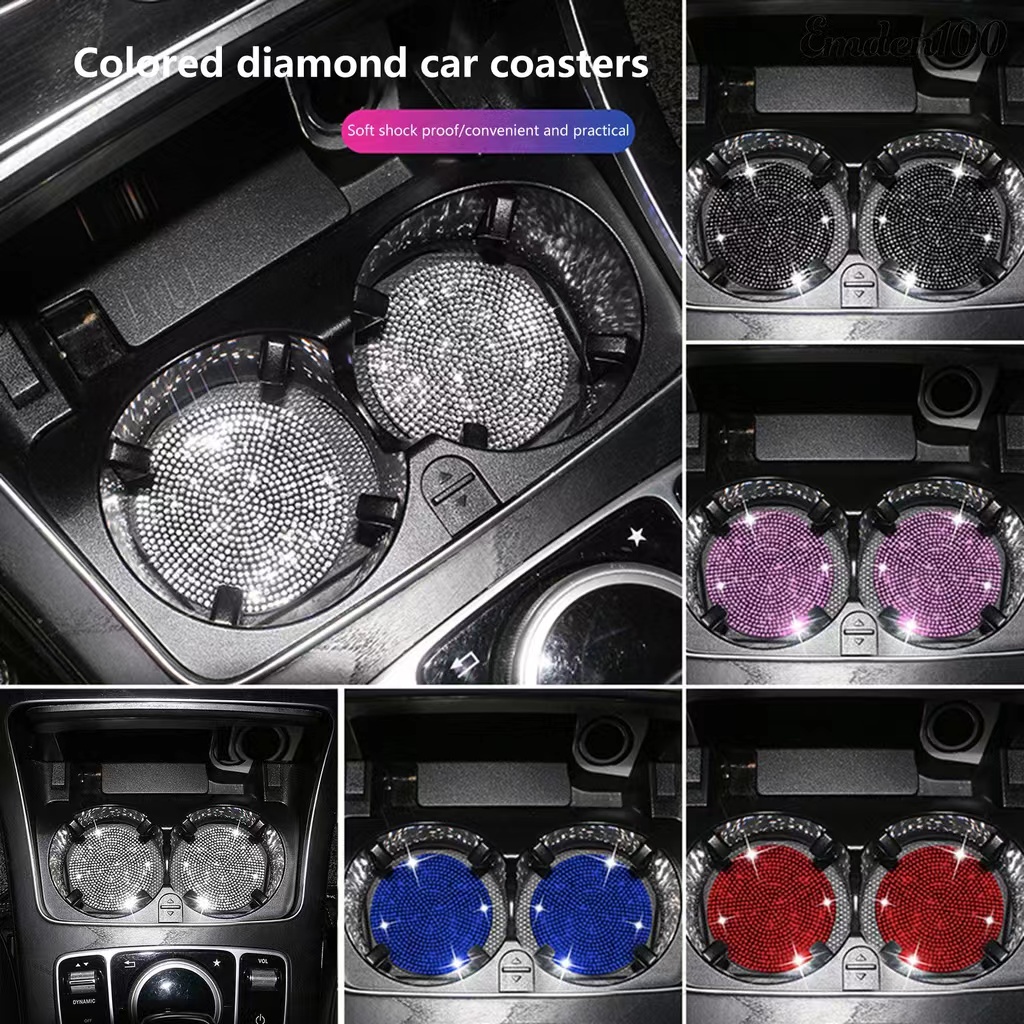 Alas Penyimpanan gasket Alur Cangkir Air Karet non-slip Berlian Imitasi interior Mobil