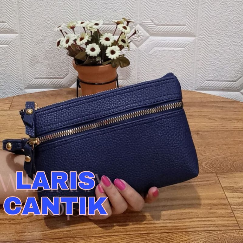 OMI DOMPET WANITA MURAH POUCH PAVIRUT SEMUA MASUK HP KUNCI HAND BAG ALL IN ADA TALI-NAVY 3 RISLETING