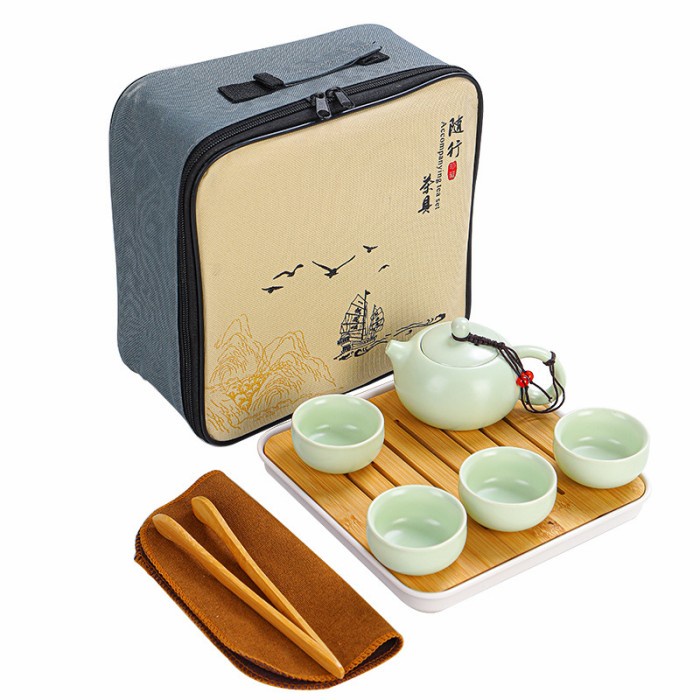 Chinese Tea Set + Case Teko Set Keramik Gift Set Kado Imlek Premium Harga Grosir Termurah