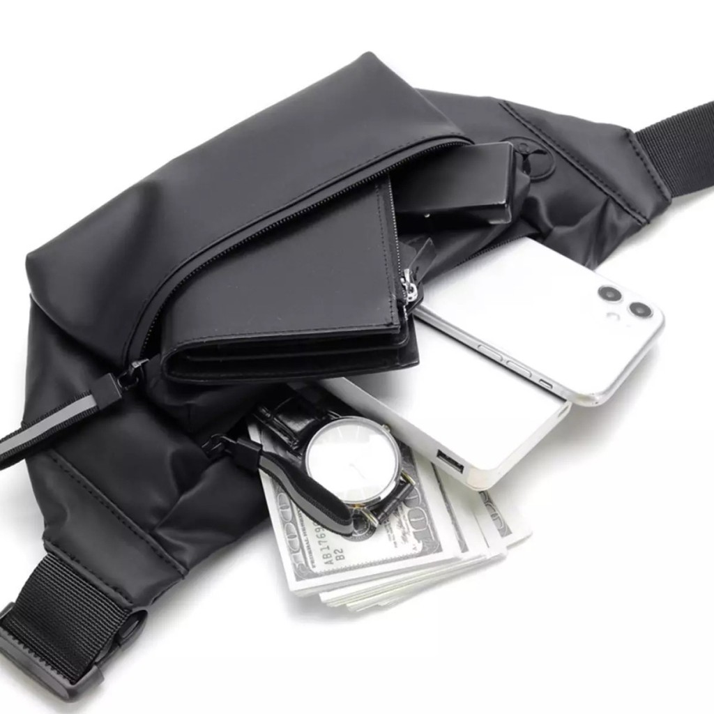 tas waterproft black, Tas Pinggang ,Tas Selempang ,Pria Tas Selempang Casual ,Tas Waistbag