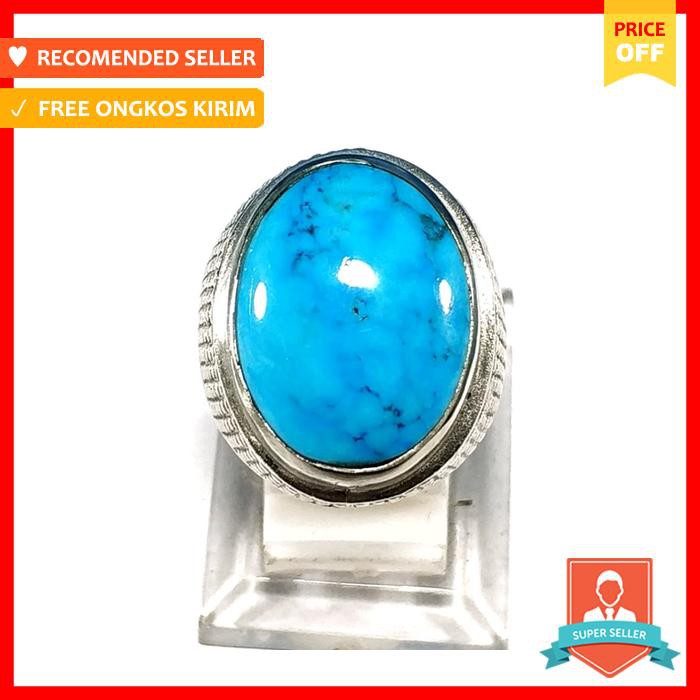 CINCIN BATU AKIK NATURAL PIRUS BIRU TIBET POLOS BODYGLASS