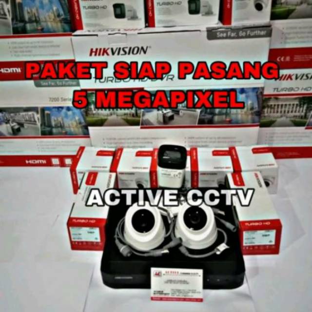 PAKET KAMERA CCTV HIKVISION 5 MP 3 CAMERA DUAL LIGHT COLORVU / INFRARED 5MP FULL HD 4 CH CHANNEL TURBO HD KOMPLIT LENGKAP 5 MP