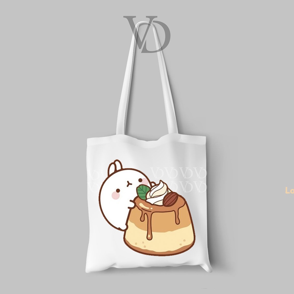 TOTE BAG BAHAN KANVAS MOTIF molang cute / korean TOTE BAG / TAS BELANJA korea