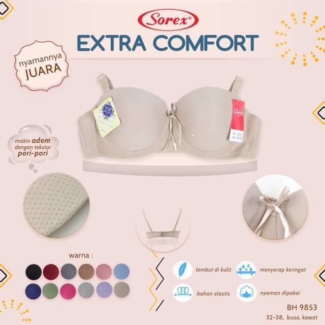 BH BRA 9853 SOREX KAWAT  MODEL HALF CUP EXTRA COMFORT ORIGINAL SIZE 34-38 BAHAN  BERPORI PORI ARA98S