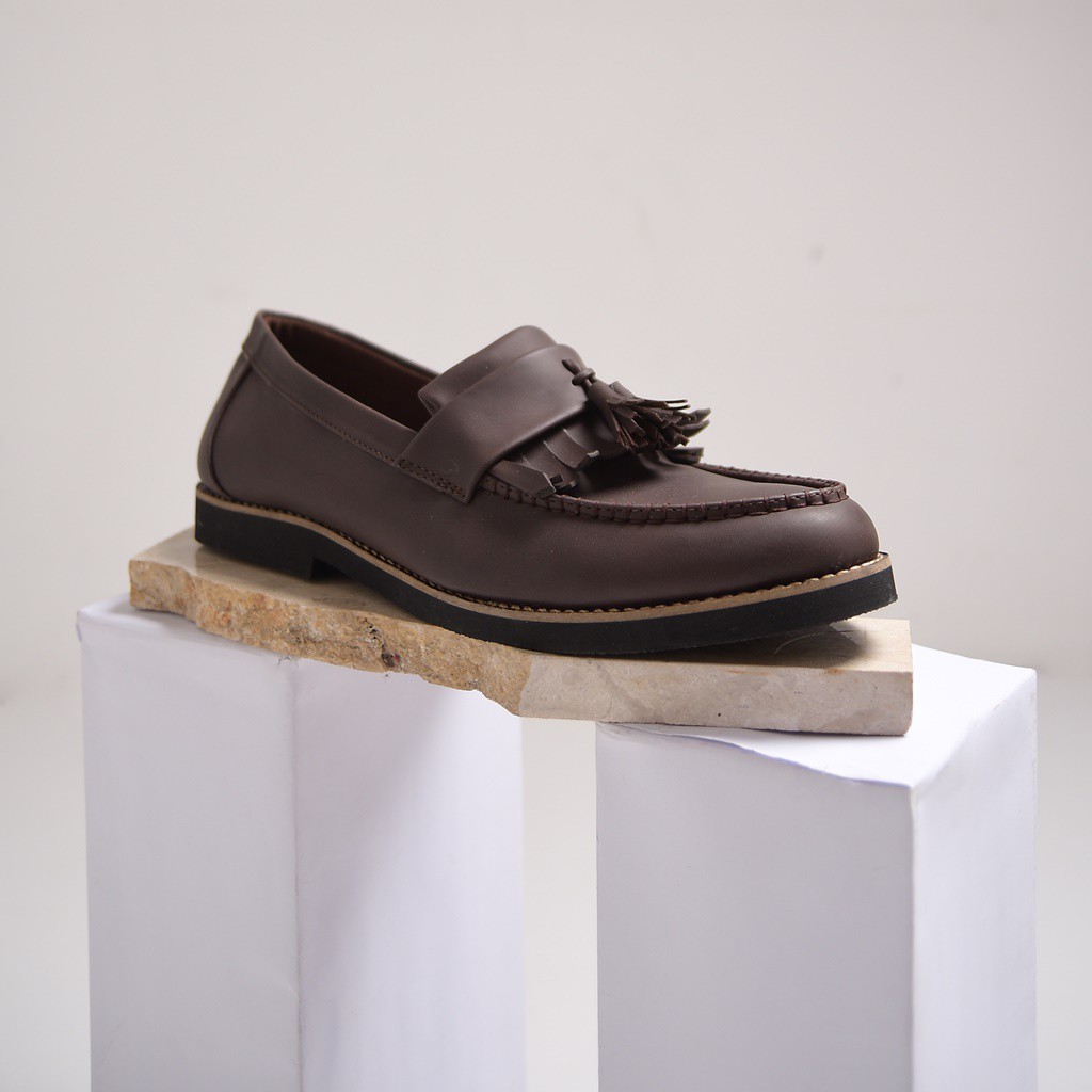 AARON BROWN - Sepatu Loafers Pria Kulit Kasual Klasik Formal Kerja Kuliah Pria/Cowok - Loafer