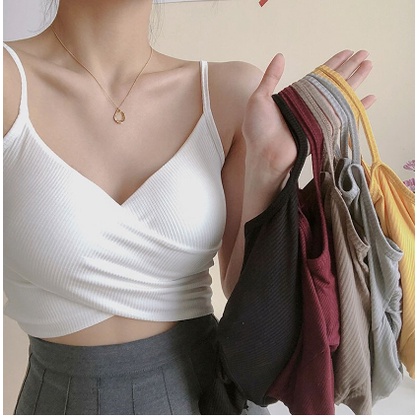 KINDSTORE❤ | KURA SILANG TOP BRA DENGAN PADS MODERN