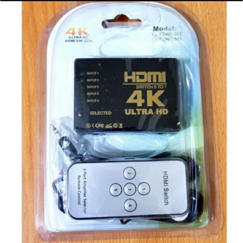 HDMI SWITCH 5 PORT SUPPORT 4K ULTRA HD WITH REMOTE / HDMI SWITCHER