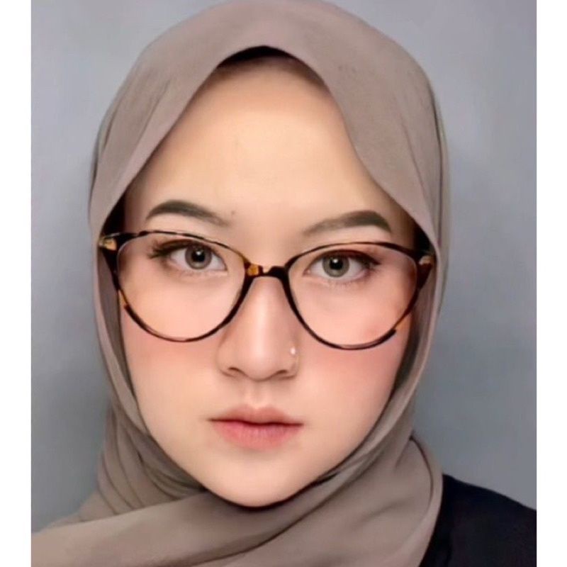 Kacamata Wanita Cat Eye 608 Minus clynder Normal Paket  Lensa Photocromic Dan Blueycromic