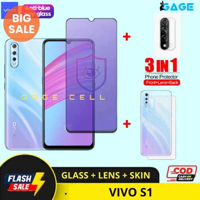 PROMO 3IN1 TEMPERED GLASS ANTI RADIASI VIVO S1 TG ANTIGORES FULL LAYAR SCREEN GUARD