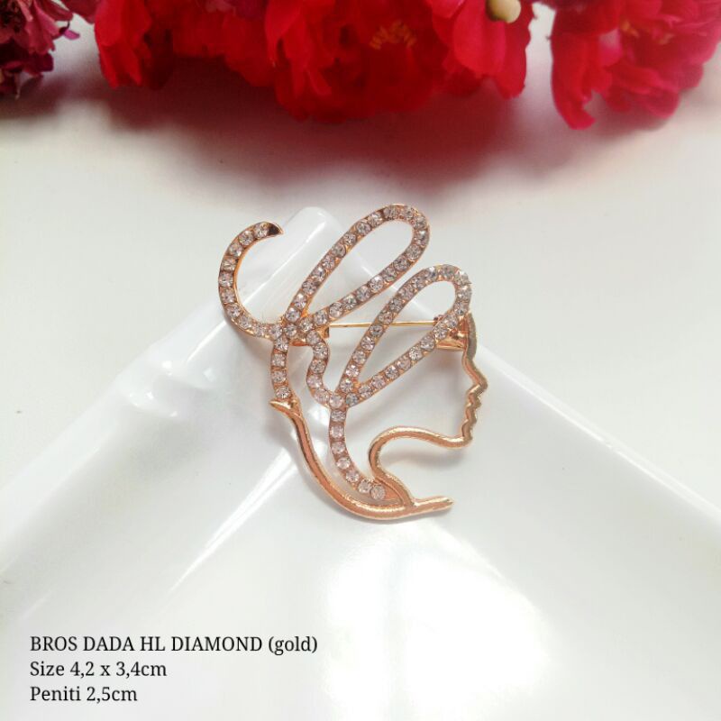 Bros Buttonscraves / Bros Ala Buttonscarves  / Bros Button / Buttonscarves Brooch / Orderinkuy Bros-HL Diamond Gold