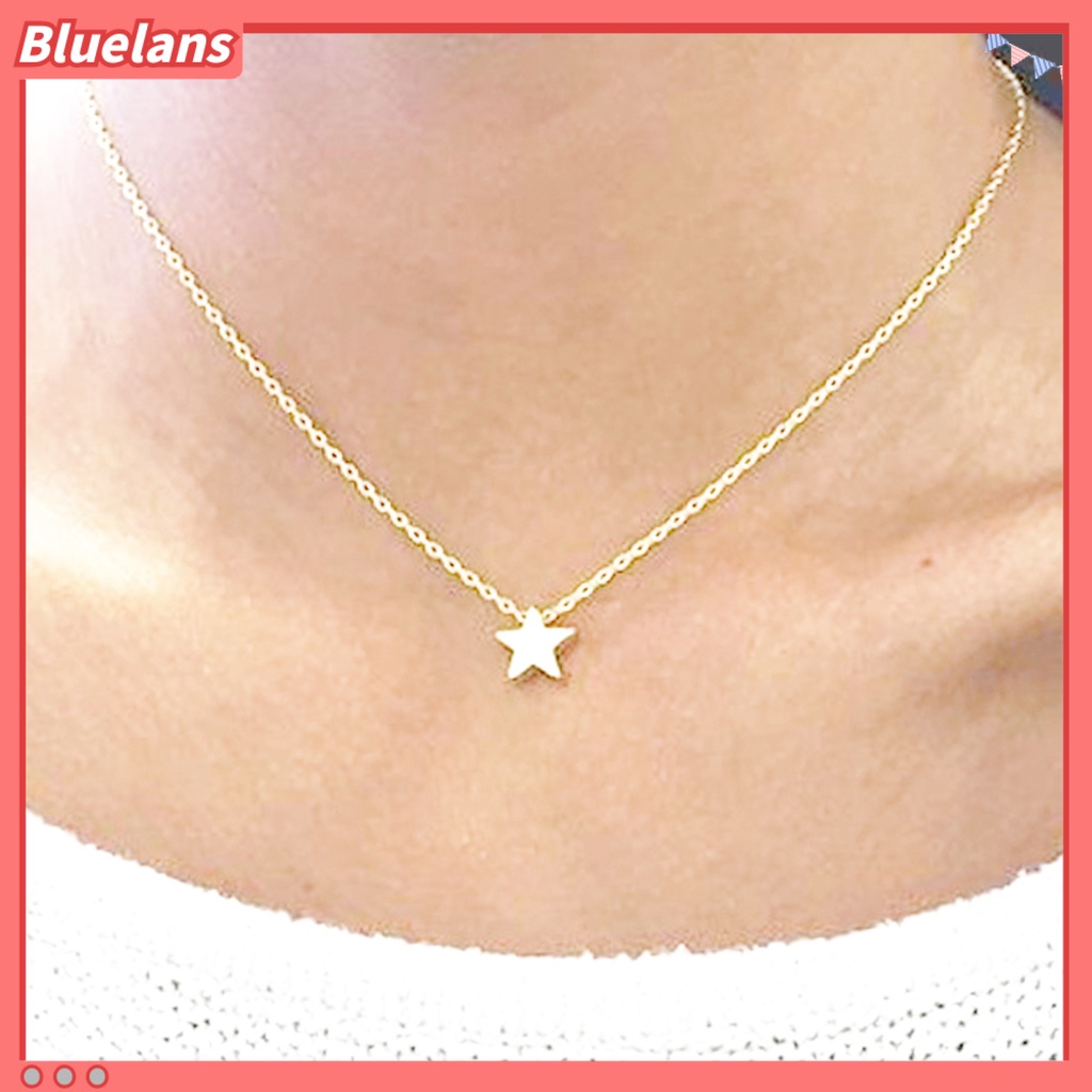 Bluelans Necklace Simple Anti-rust Women Five Point Star Shape Clavicle Chain