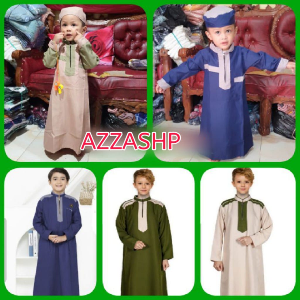 Baju Koko Jubah Anak Lengan Panjang Usia 2-12 Thn / Baju Koko Muslim Anak Laki-Laki