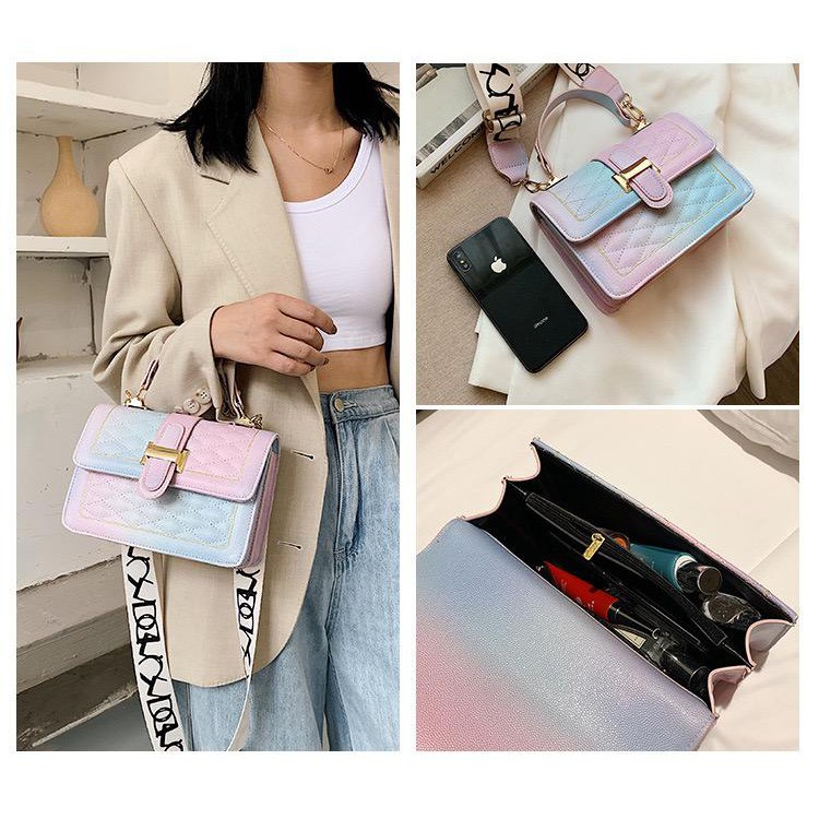BJ15315 - BLACK/RAINBOW - TAS SLEMPANG JINJING TOTEBAG HANDBAG TAS WANITA FASHION IMPORT MODIS ELEGAN TERMURAH TERLARIS TERBARU BAGSTORE JAKARTA TAS BATAM ELJ5315